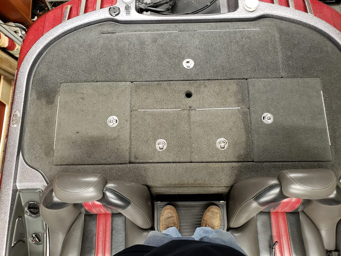 Barbasol foam deep cleaning bass boat carpet